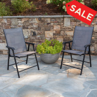 Flash Furniture 2-TLH-SC-044-B-GG Black Outdoor Folding Patio Sling Chair (2 Pack)